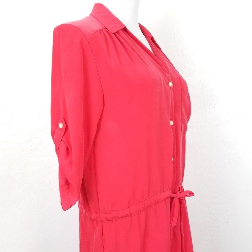 Glam Size M Shirt Style Red Tunic Drop Waist